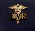 EMS Caduceus medical insignia Gold Lapel Pin
